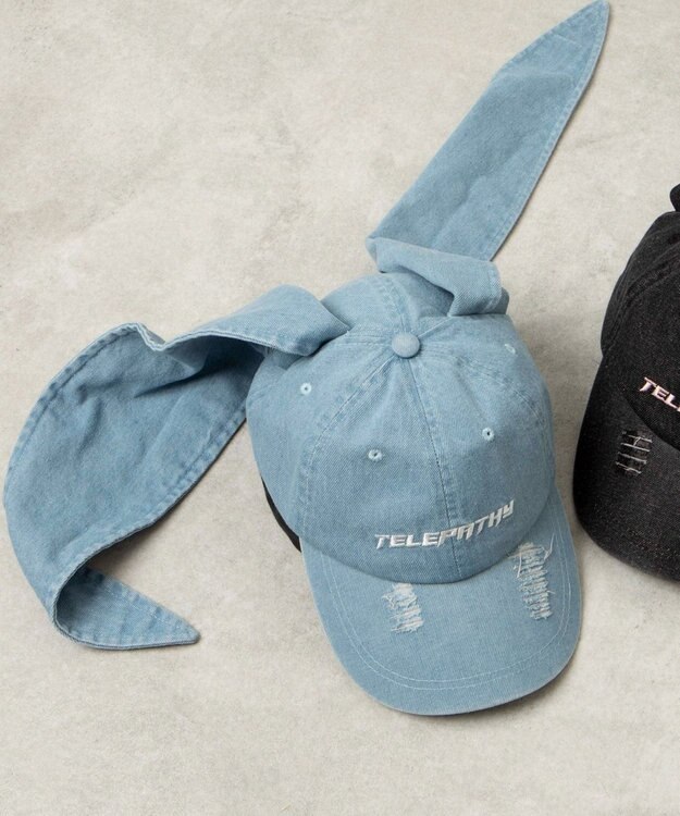 WEGO うさ耳デニムキャップ デニム淡加工色