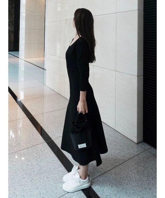 Green Parks フレアニットワンピース Black