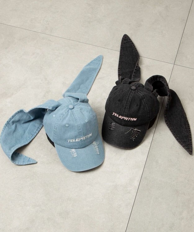 WEGO うさ耳デニムキャップ デニム淡加工色