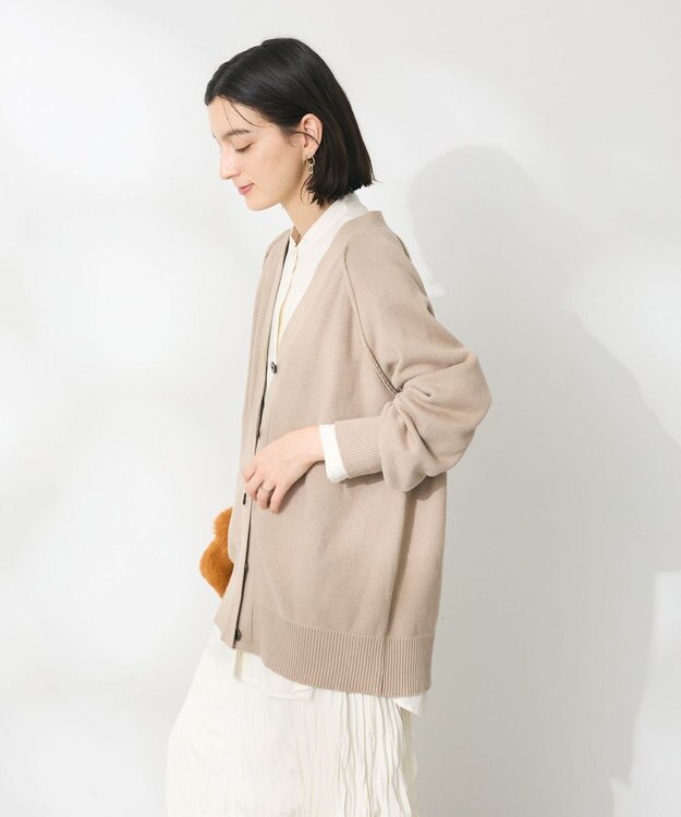 CRAFT STANDARD BOUTIQUE アウトリンキングニットカーディガン Gray Beige