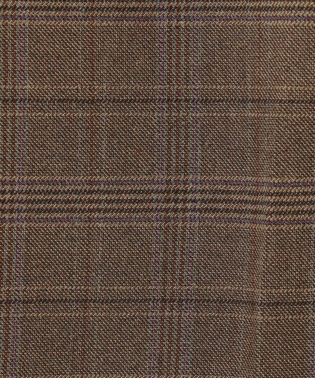 J.PRESS LADIES L 【洗える】T/Rアルガンシルクチェック テーパード パンツ ブラウンチェック系