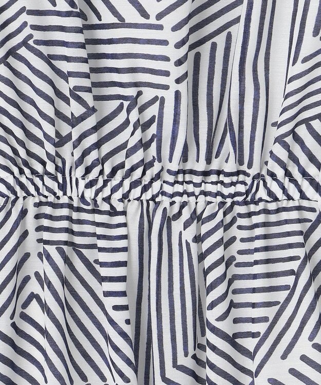 自由区 【洗える・XSサイズあり】モザイクラインプリント ワンピース ネイビー系6