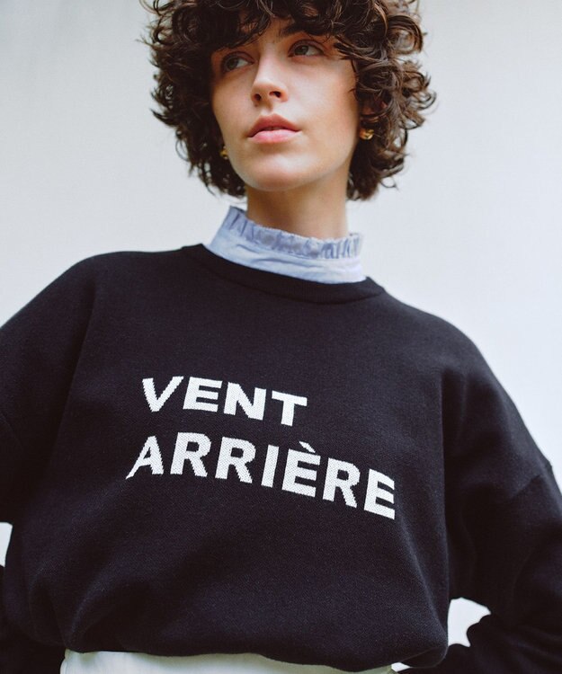 UNFILO 【新色追加】スウェットライク ロゴニット ブラック×ホワイトロゴ