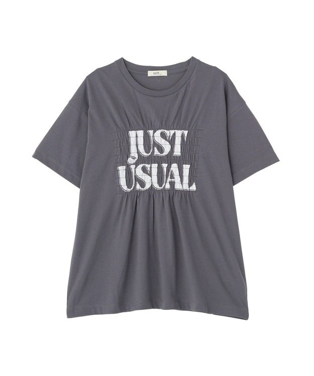 earth music&ecology シャーリングロゴTシャツ Charcoal Gray