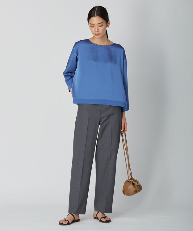 ICB 【洗える】 LooseWeave ワイドストレートパンツ チャコール系