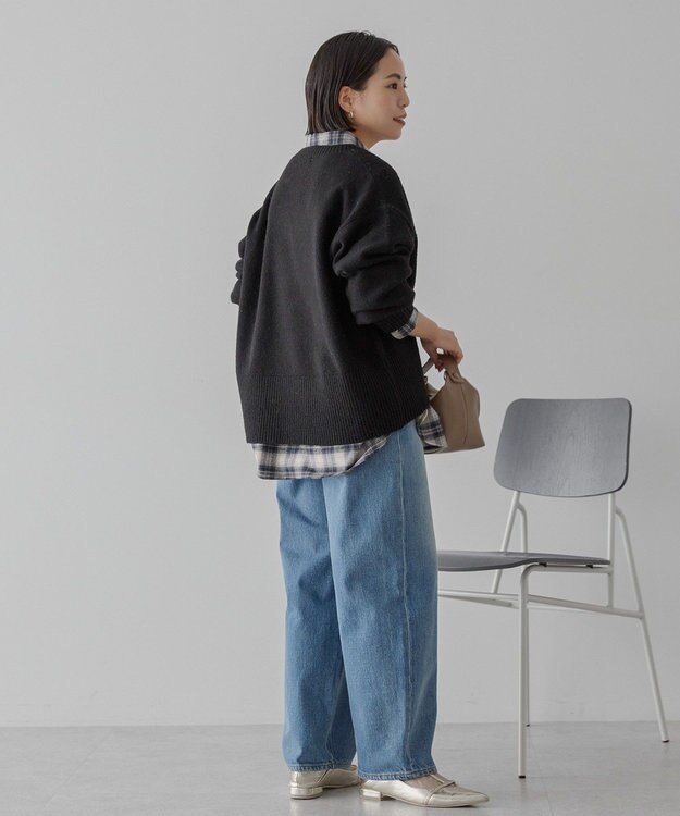 AMERICAN HOLIC ワイドリブVネックプルオーバー Black