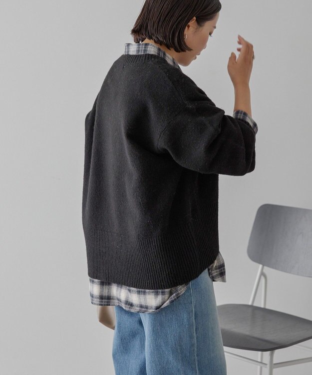 AMERICAN HOLIC ワイドリブVネックプルオーバー Black