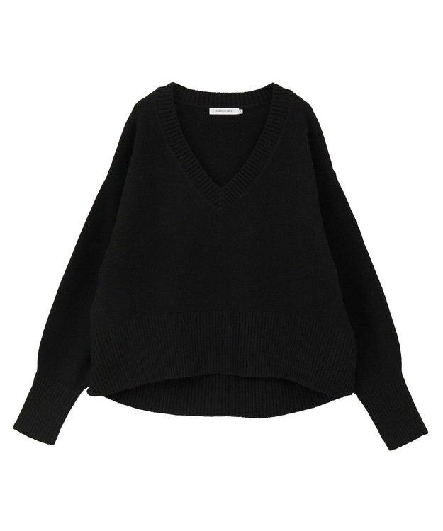 AMERICAN HOLIC ワイドリブVネックプルオーバー Black