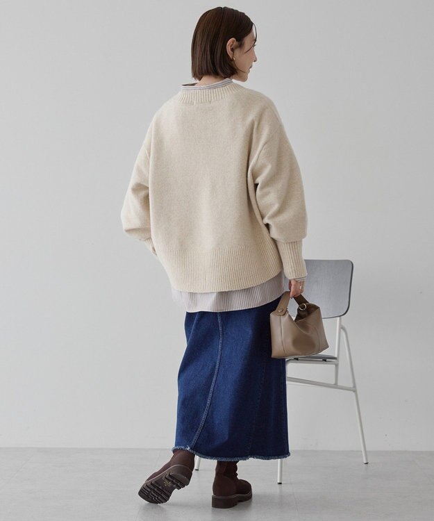 AMERICAN HOLIC ワイドリブVネックプルオーバー Ivory