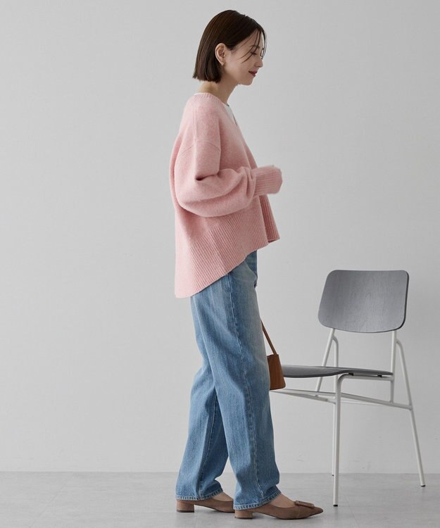 AMERICAN HOLIC ワイドリブVネックプルオーバー Black