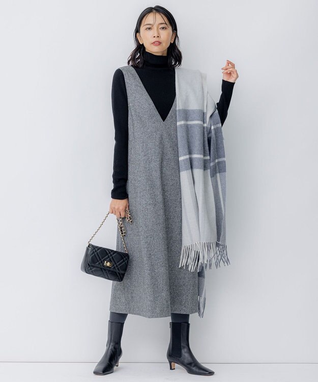 23区 シルクネップツイード ジャンパースカート グレー系