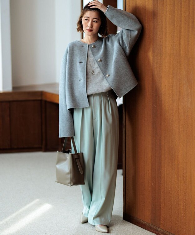 23区 S ウールカシミヤシャギー ニット ライトグレー系