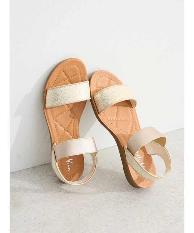 Green Parks ・ｒｉｃｈ　ｂｌｕｅ　雑材フラットサンダル