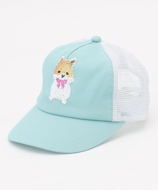 ANY KIDS スパンコール メッシュ キャップ サックスブルー×ハムスター