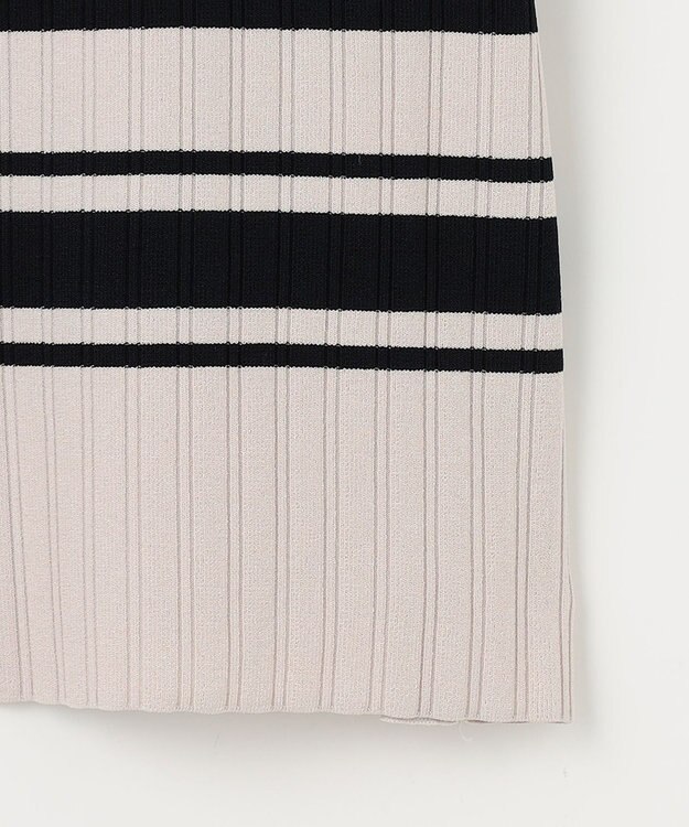 J.PRESS LADIES L 【洗える】レーヨンエリートストレッチ ボーダー ニット ベージュ×ネイビー系