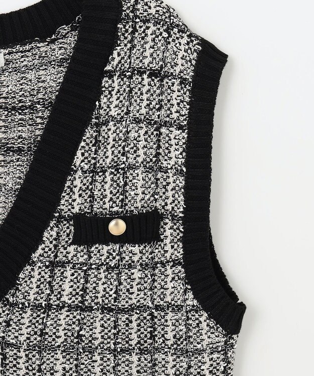 ANY L 【洗濯機可】ツイーディベスト ブラック