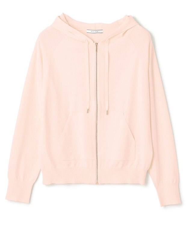 BEIGE， MONSTERA / ストレッチ フーデットニット Pink