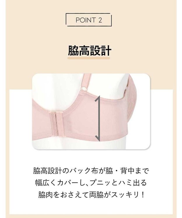 AMPHI ブラジャー グラマーさんにおすすめ 脇高設計 【しっかりささえてすっきり脇寄せブラ】 バストふっくら立体的 Gカップまで対応 アンダー95まで展開 BBJ302 アンフィ／ワコール ピンク