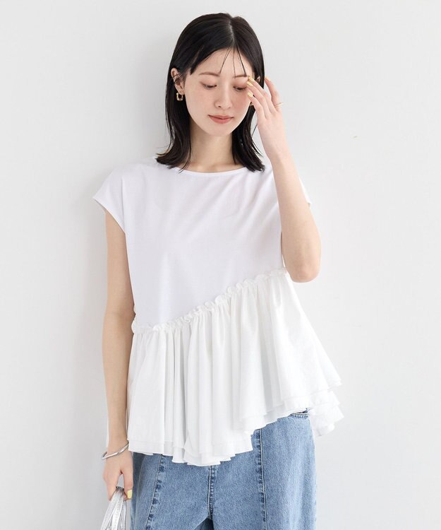 YECCA VECCA アシメペプラムカットソー Off White