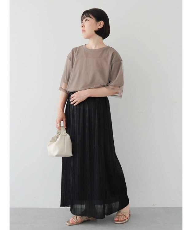 Green Parks ラメプリーツＩラインスカート Black