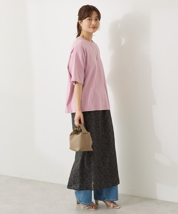 AMERICAN HOLIC 【接触冷感】スムースルーズクルーネックＴシャツ Pink