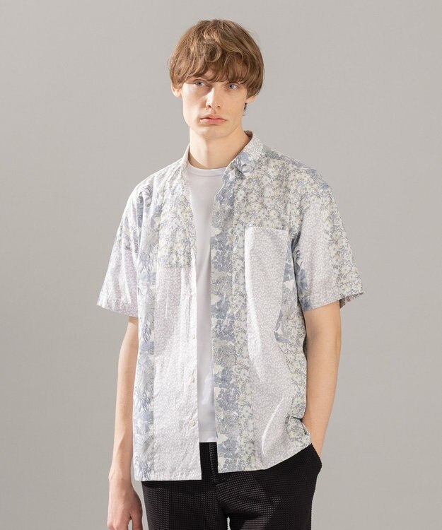 JOSEPH HOMME パッチワークリバティ 半袖シャツ ホワイト系3