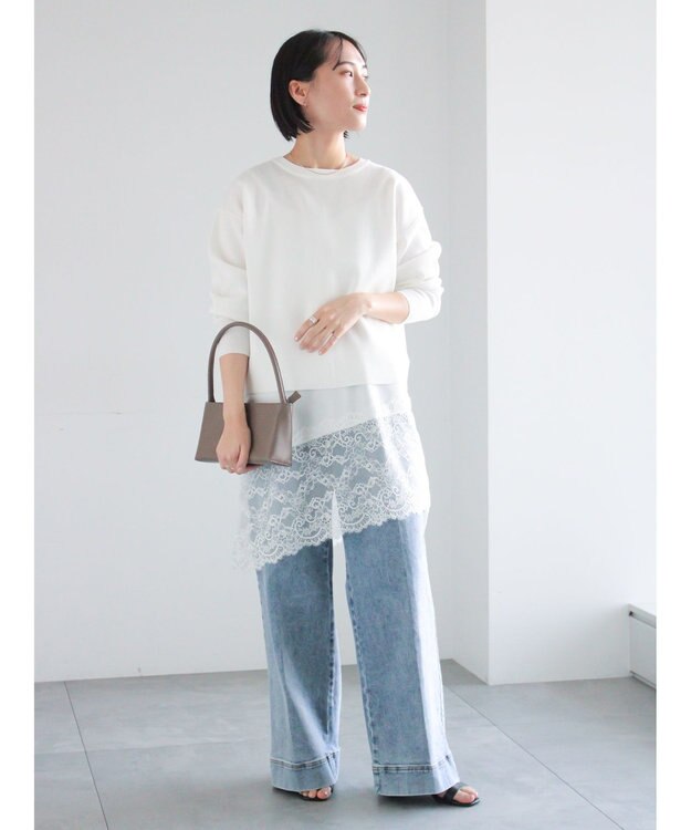 Te chichi ワイドデニムパンツ サックスブルー