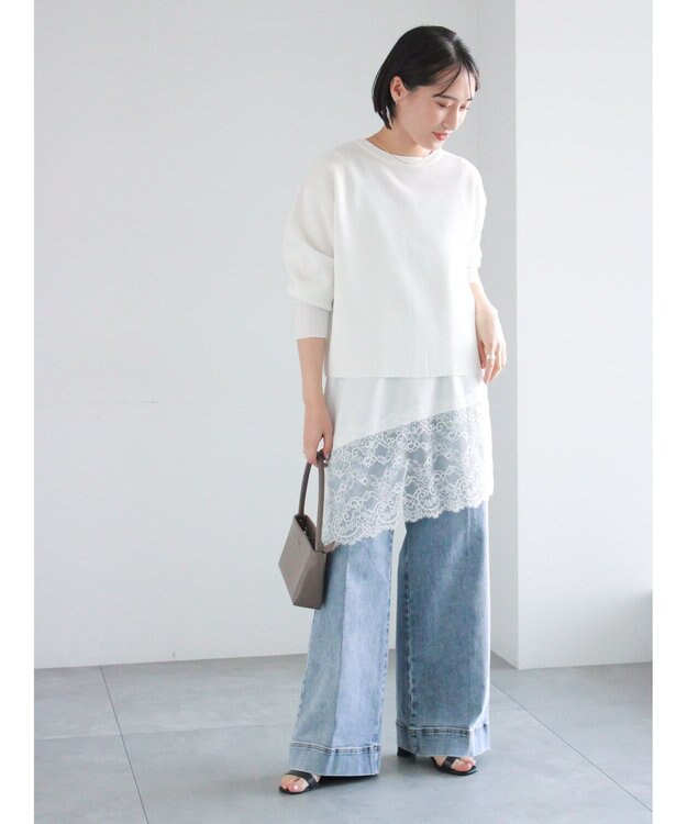 Te chichi ワイドデニムパンツ サックスブルー