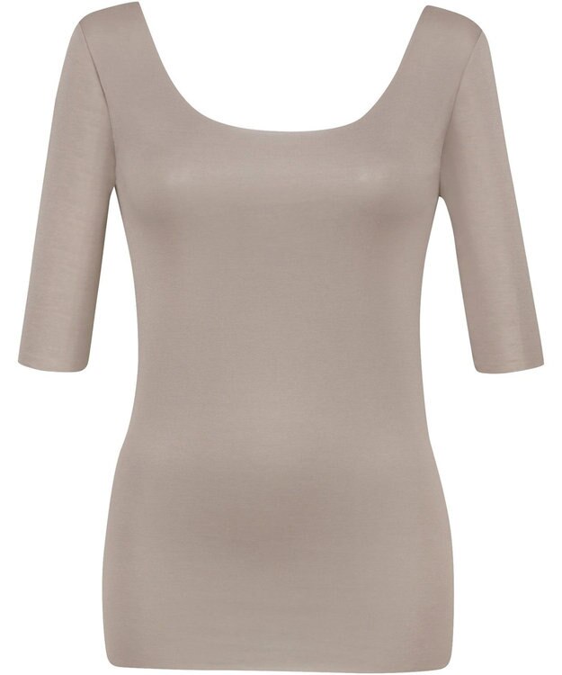 Wing インナー 【綿の贅沢オーガニック　フラットタイプ】 オーガニックコットン混素材 ひびきにくくさらっと薄くて軽い ５分袖 EL1548 ウイング／ワコール シナモンブラウン