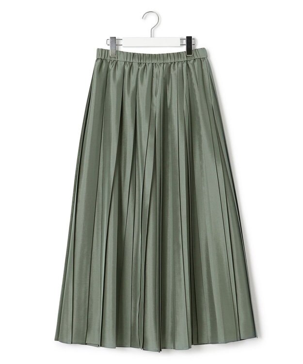 23区 【洗える】シアーコンビ プリーツ スカート カーキ系