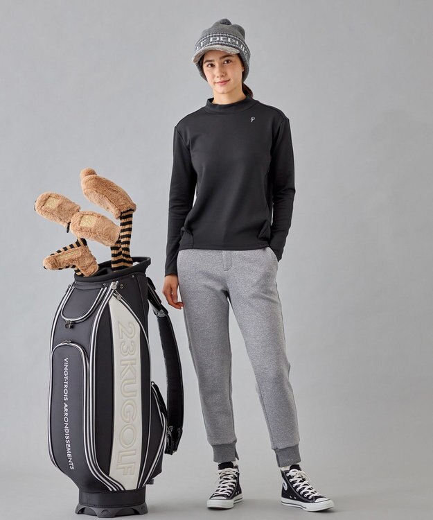 23区GOLF 【23Fondation/WOMEN】長袖 モックネックシャツ ブラック系