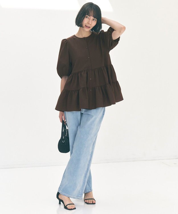 UNFILO 【UNFILO DENIM/新色追加】撥水ストレッチ ルーズワイドデニム 【NEW】アイスブルー