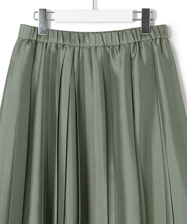 23区 【洗える】シアーコンビ プリーツ スカート カーキ系