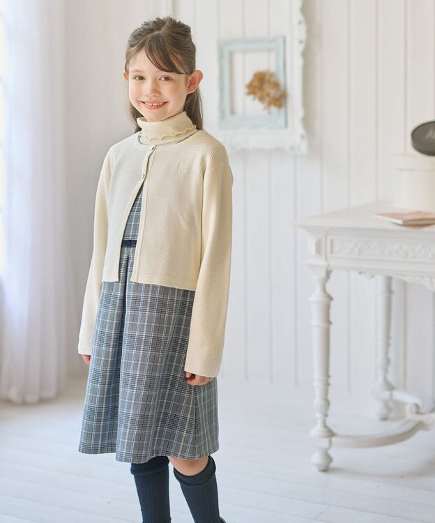 組曲 KIDS 【150-160㎝】クラシカルニット ジャケット オフホワイト