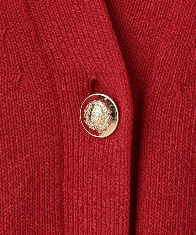 BEIGE， HELIODOR / マリンボタンクロップドカーディガン Red