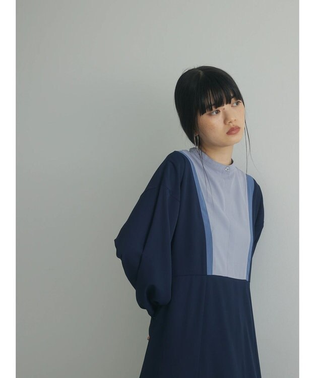 Green Parks armonia．配色パターンワンピース Navy