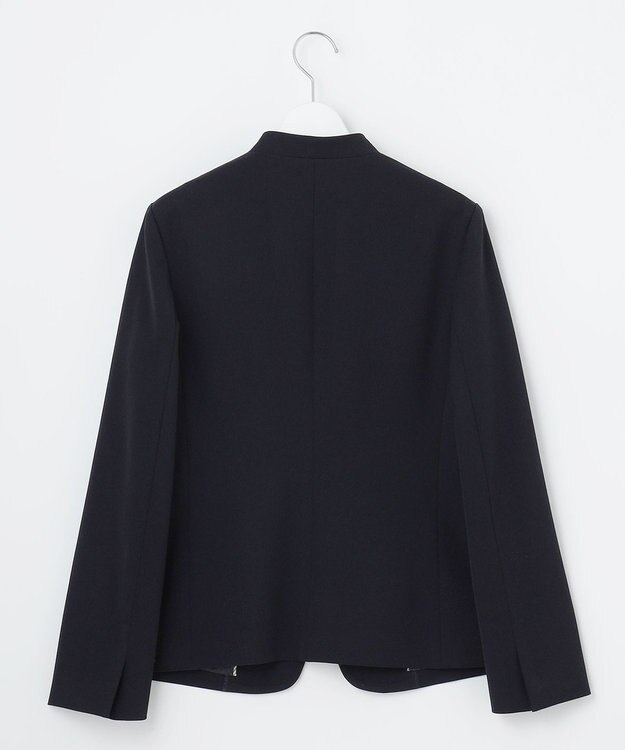 J.PRESS LADIES L 【定番人気・セットアップ対応】T/R アルガンシルク ノーカラー ジャケット ダークネイビー系