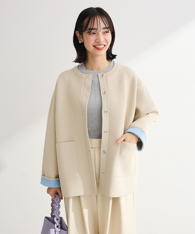 Green Parks リングドットニットコーディガン Beige