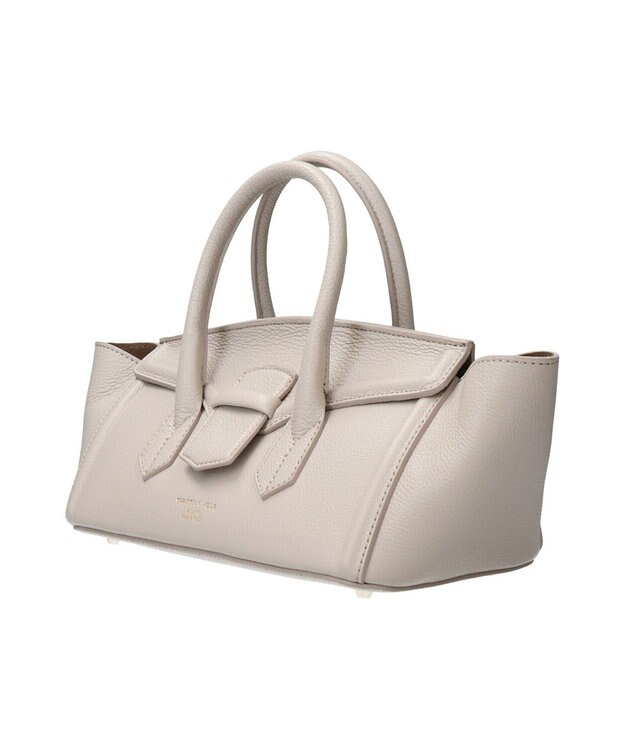 INTER-CHAUSSURES 【Christian Villa】レザーワイドハンドバッグ ライトグレー