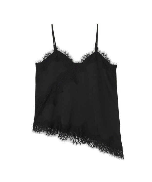 Green Parks レースドッキングサテンビスチェ Black