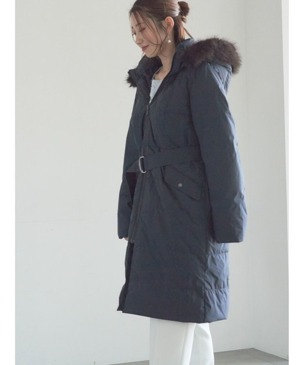 Te chichi 【宮本茉由着用】フードロングダウンコート ネイビー