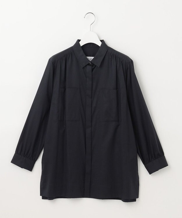 J.PRESS LADIES 【洗える】キュームコアソフトローン シャツ ブラウス ネイビー系