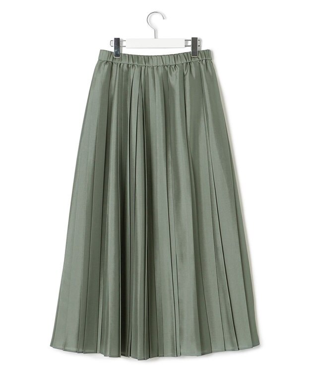 23区 【洗える】シアーコンビ プリーツ スカート カーキ系