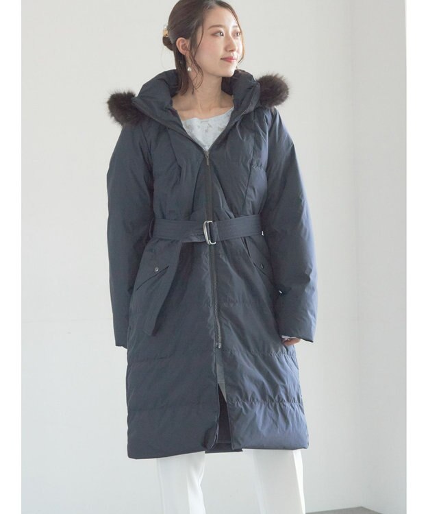 Te chichi 【宮本茉由着用】フードロングダウンコート ネイビー