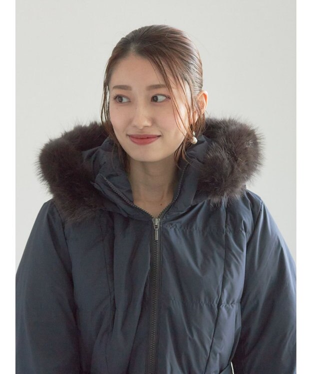 Te chichi 【宮本茉由着用】フードロングダウンコート ネイビー