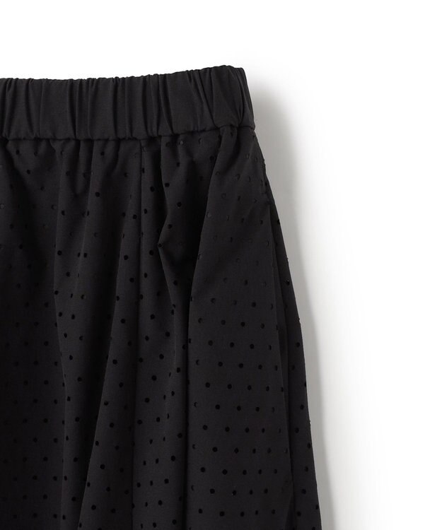 UNFILO L 【セットアップ着用可/ウエストゴム】FINE MOVE パンチング ドット スカート ブラック