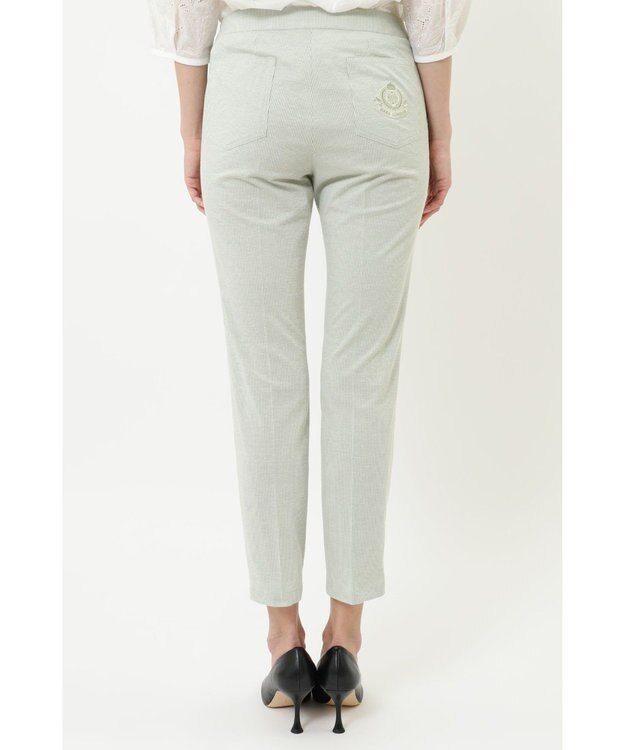 DAKS コットンリネンストライプパンツ グリーン