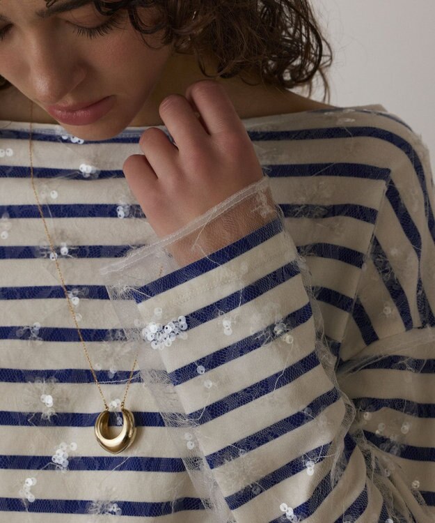 GRACE CONTINENTAL バスクボーダートップ ブルー