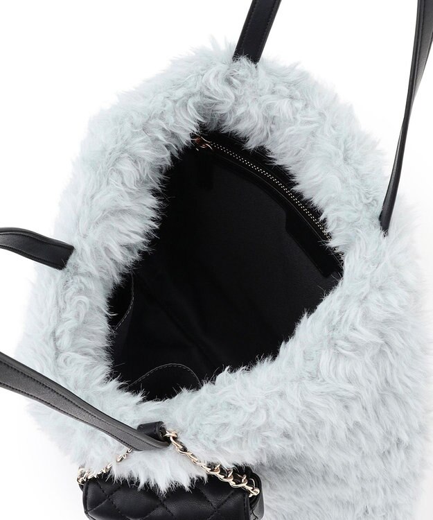 23区 フェイクファー トートバッグ サックスブルー系