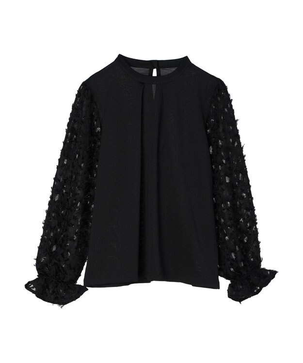 Green Parks 袖ジャガードドッキングプルオーバー Black